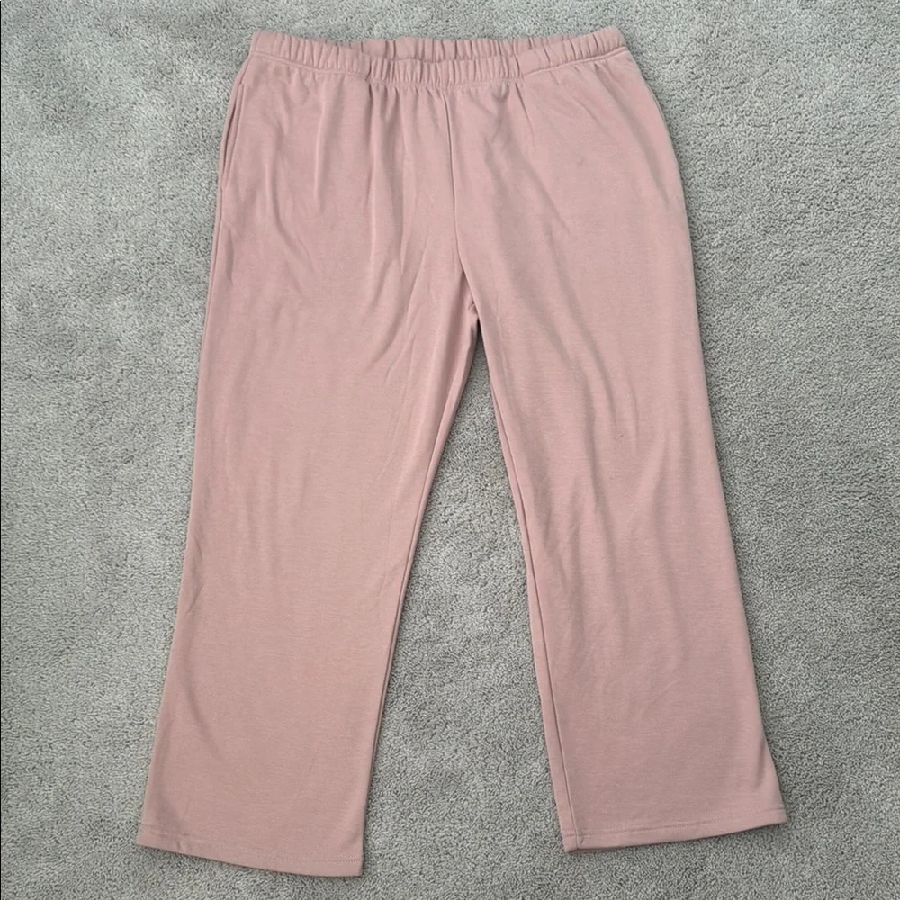 Berkshire Homewear French Terry Cardigan & Flare Pant Set | Size 1X | Pink - Picture 3 of 11